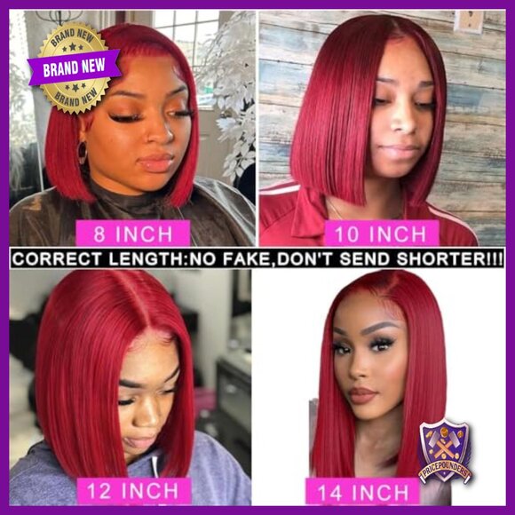 Human Hair Lace Front Wig Glueless Pre Plucked 8 Inch Straight Bob main image 4
